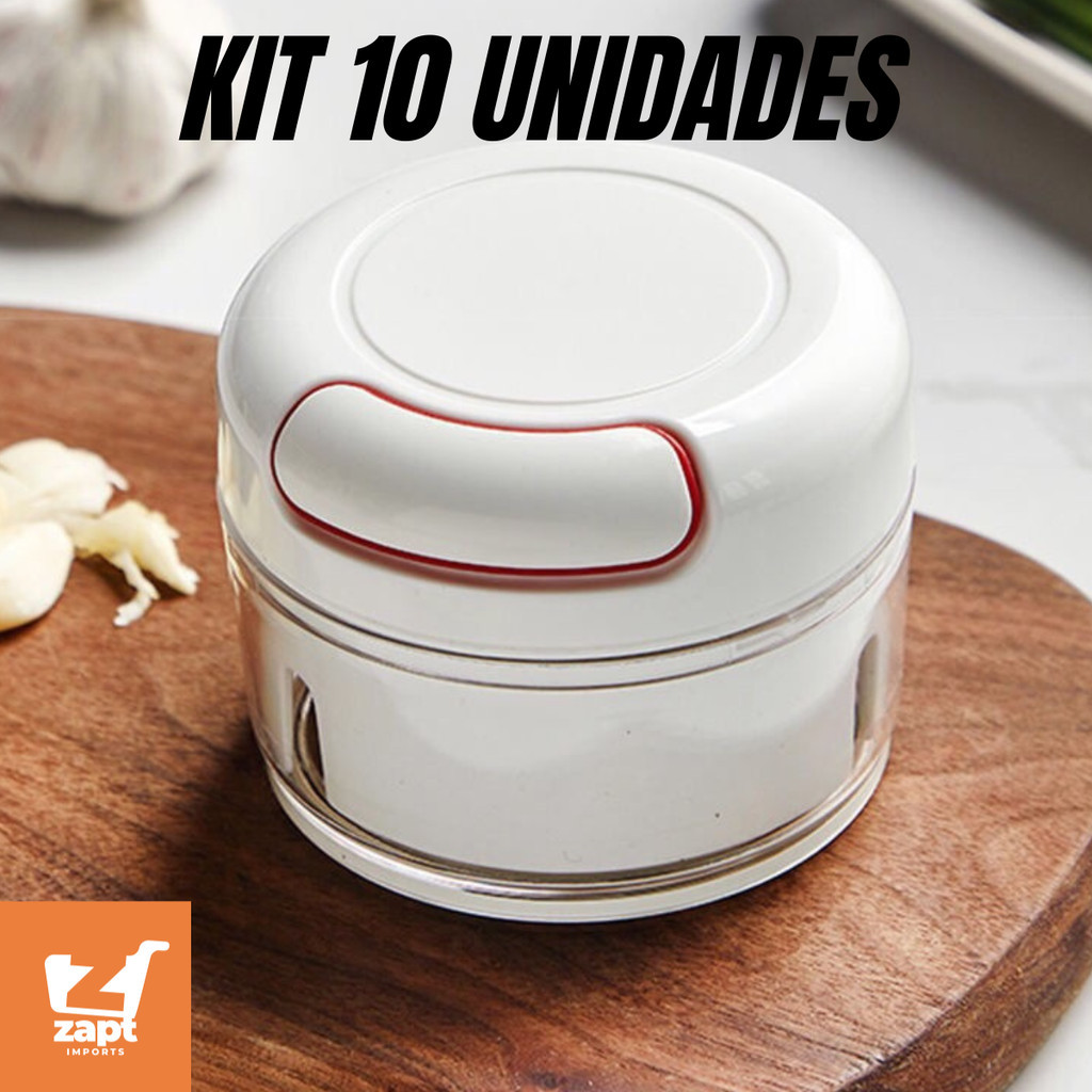 10X Mini Processador Triturador Alimentos Manual 2 Lâminas Aço Inox Espremedor Picador Alho Tempero