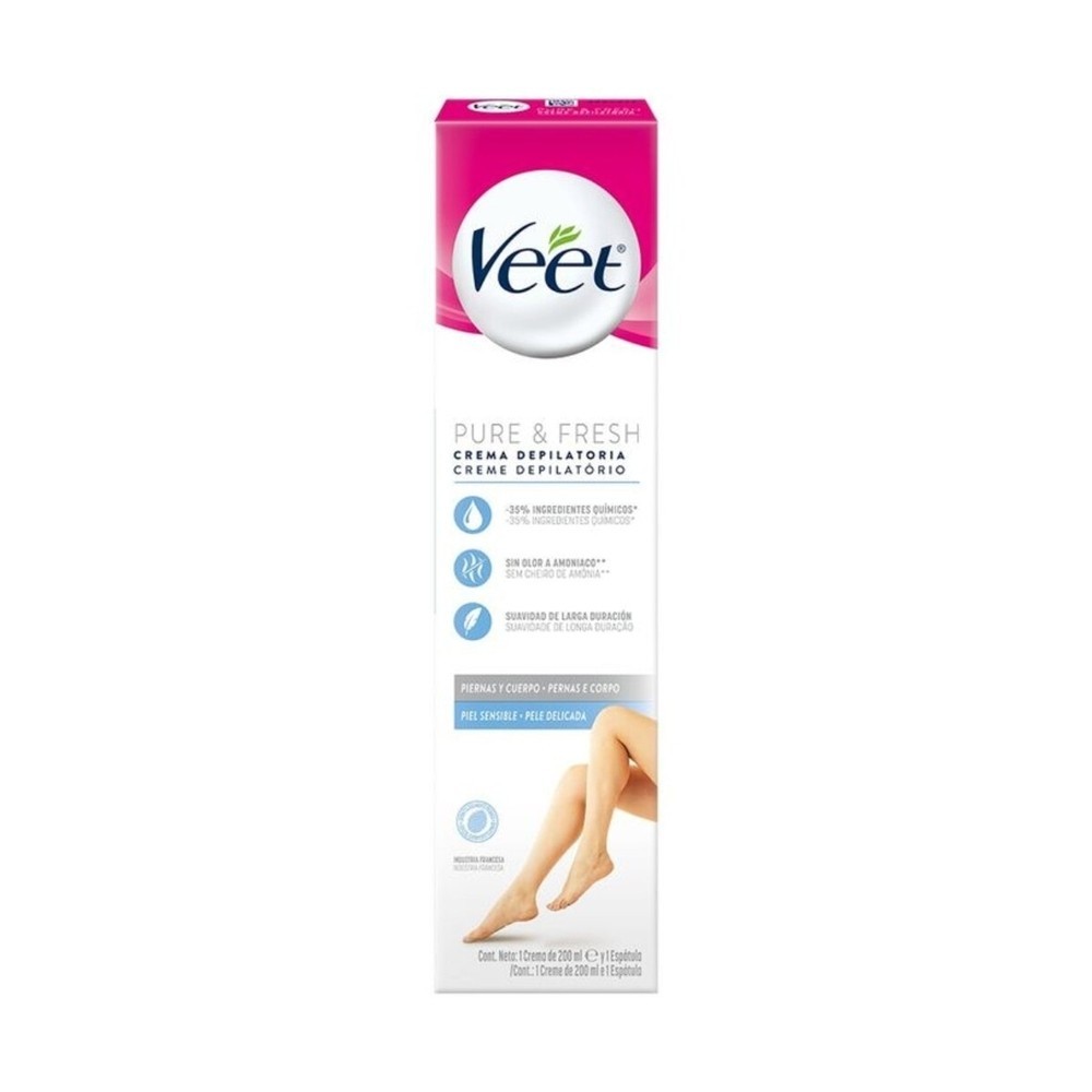 Creme Depilatorio Veet Pure & Fresh Peles Delicadas 200ml - Beauty