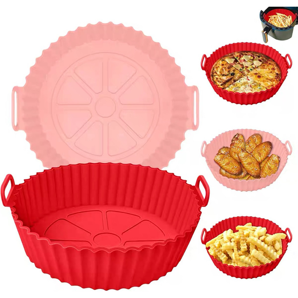 KIT 1-2-3-4 Forma De Silicone Para Air Fryer Forno Microondas Fritadeira Assadeira Reutilizável Antiaderente Flexível