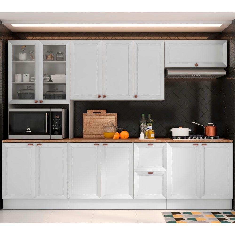 Cozinha Completa Unna 12 Portas 2 Gavetas Poliman Móveis Branco em Oferta na Shopee