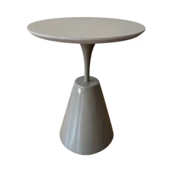 Mesa Lateral Cone Masp Redonda 40 Cm Tampo Cinza Base Cinza Cor Cinza