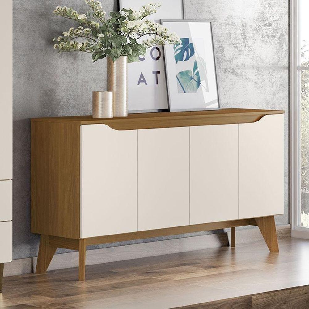 Buffet Quartzo 4 Portas Nature Off White - Henn em Oferta na Shopee