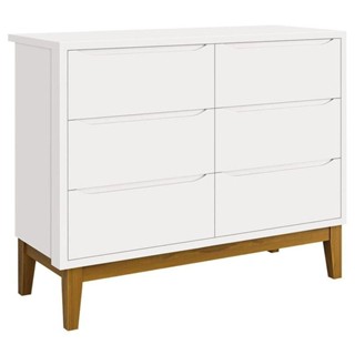 Cômoda Infantil 6 Gavetas Classic Branco Acetinado Com Pés Madeira - Reller em Oferta na Shopee
