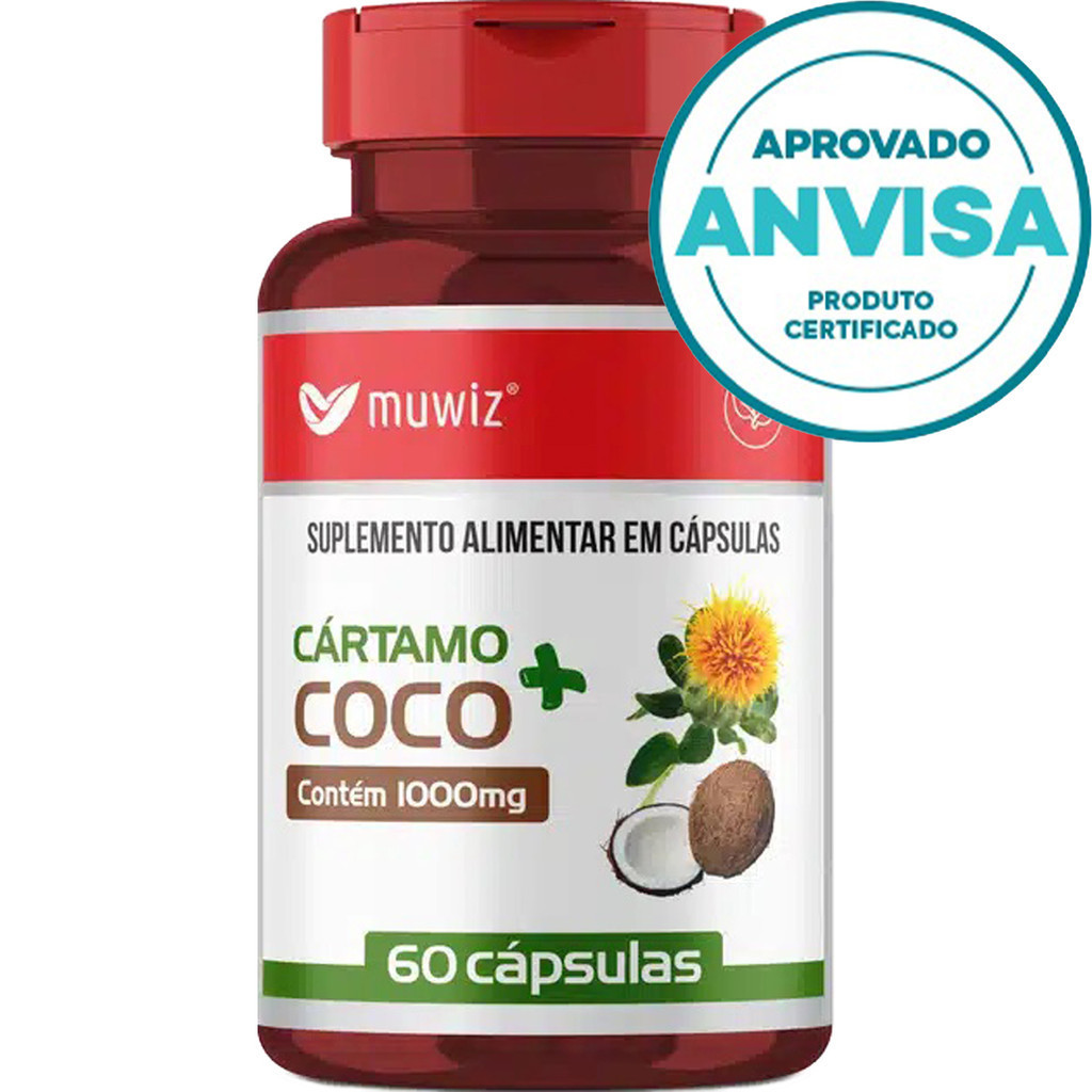 Óleo De Cártamo + Óleo De Coco - 60 Cápsulas 1000mg - Muwiz