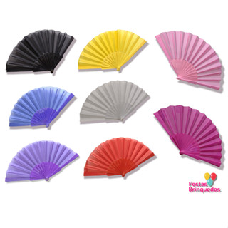 Leque de Mão Plástico Colorido em Oferta na Shopee