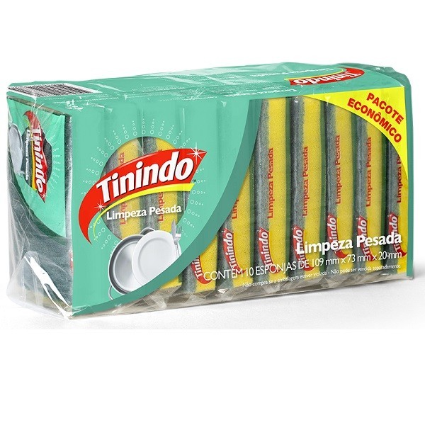 Kit com 10 Esponja Tinindo Limpeza Pesada