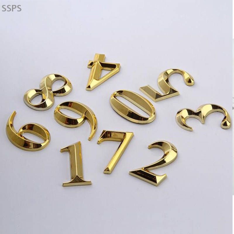 [SSPS] 1pc Altura 5cm Golden Home Sticker Endereço Porta Etiqueta Ouro Casa Moderna Número FAH