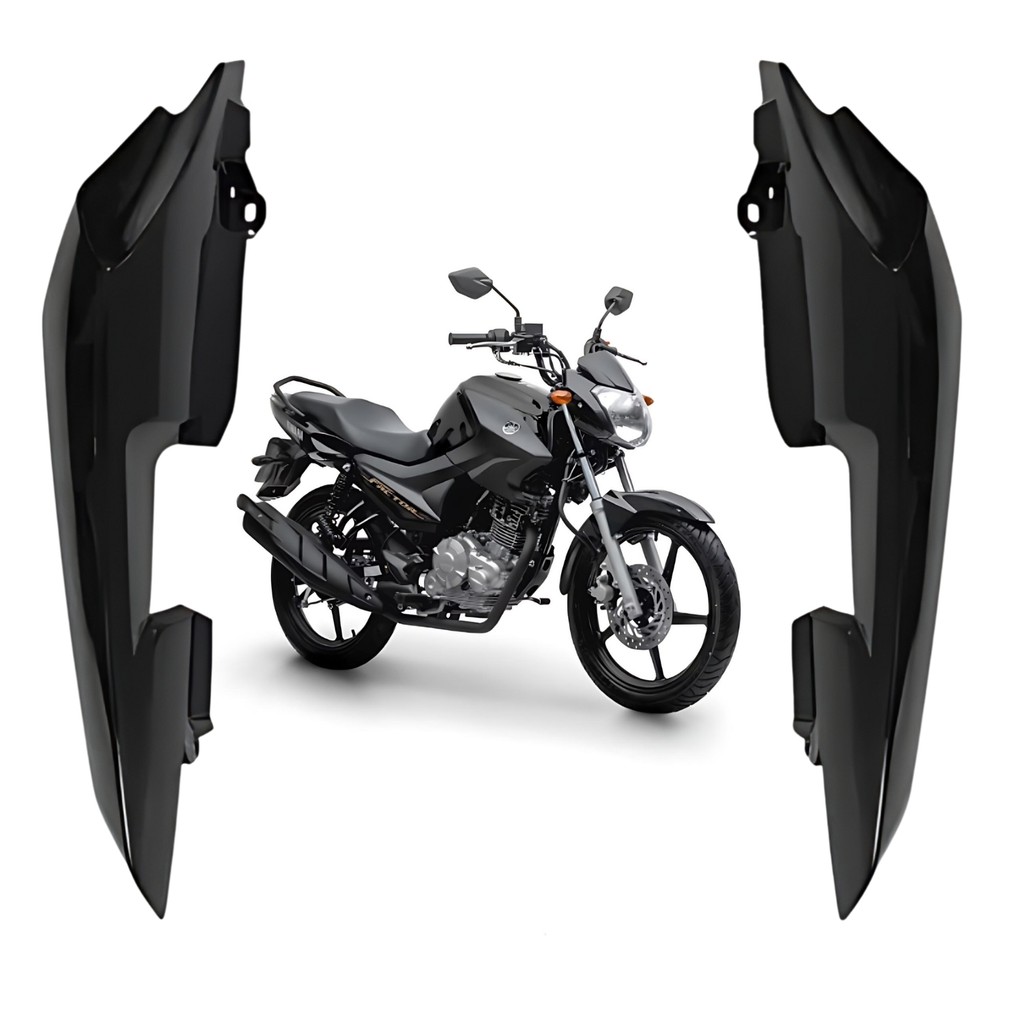 KIT RABETA CARENAGEM TRASEIRA LATERAL PRETO BRILHO FACTOR 150 2021 2022 2023 2024 PARAMOTOS YAMAHA