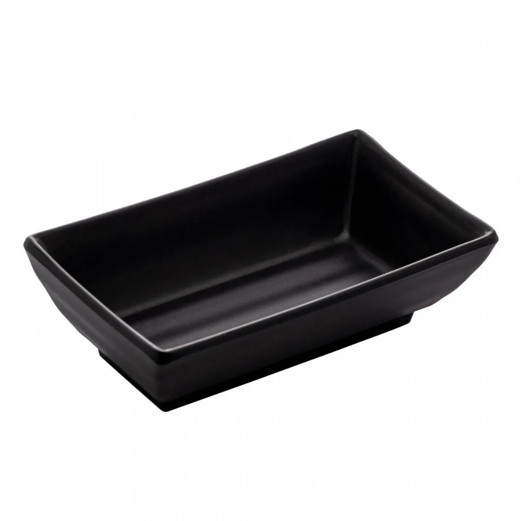 Porta Shoyu Retangular de Melamina Tóquio Preto 10x6x3cm Lyor Sushi Louça Japonesa