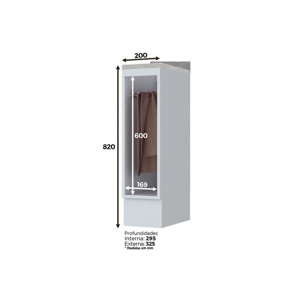 Detalhes do Balcão de Cozinha Americana Porta Toalha c/Tampo 20cm Branco - Henn
