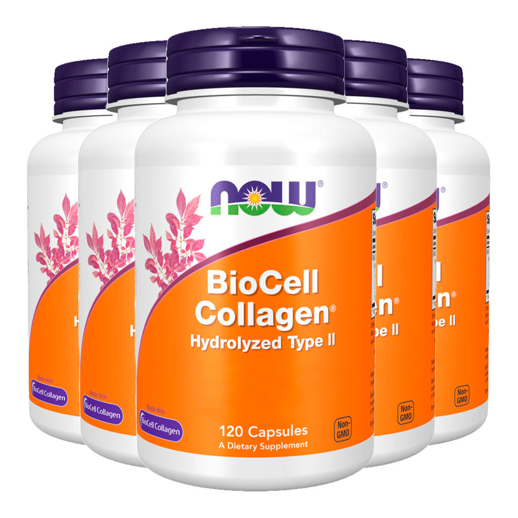 Kit 5x Colágeno Biocell Hydrolyzed Tipo2 Now 120Cáp Importado /Made in Usa - Health