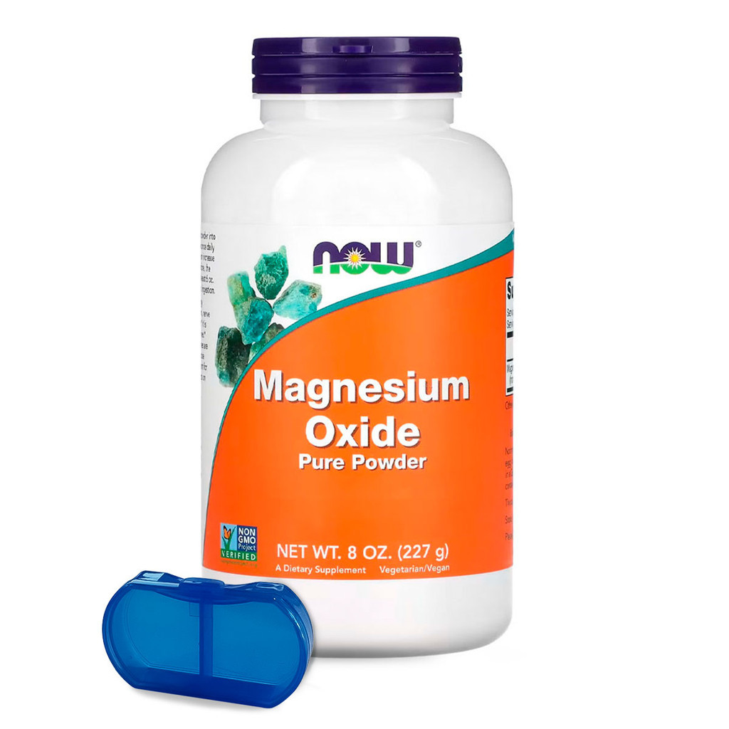 Óxido de Magnésio em Pó Now Foods 227g Importado + Porta Cápsulas em Oferta na Shopee