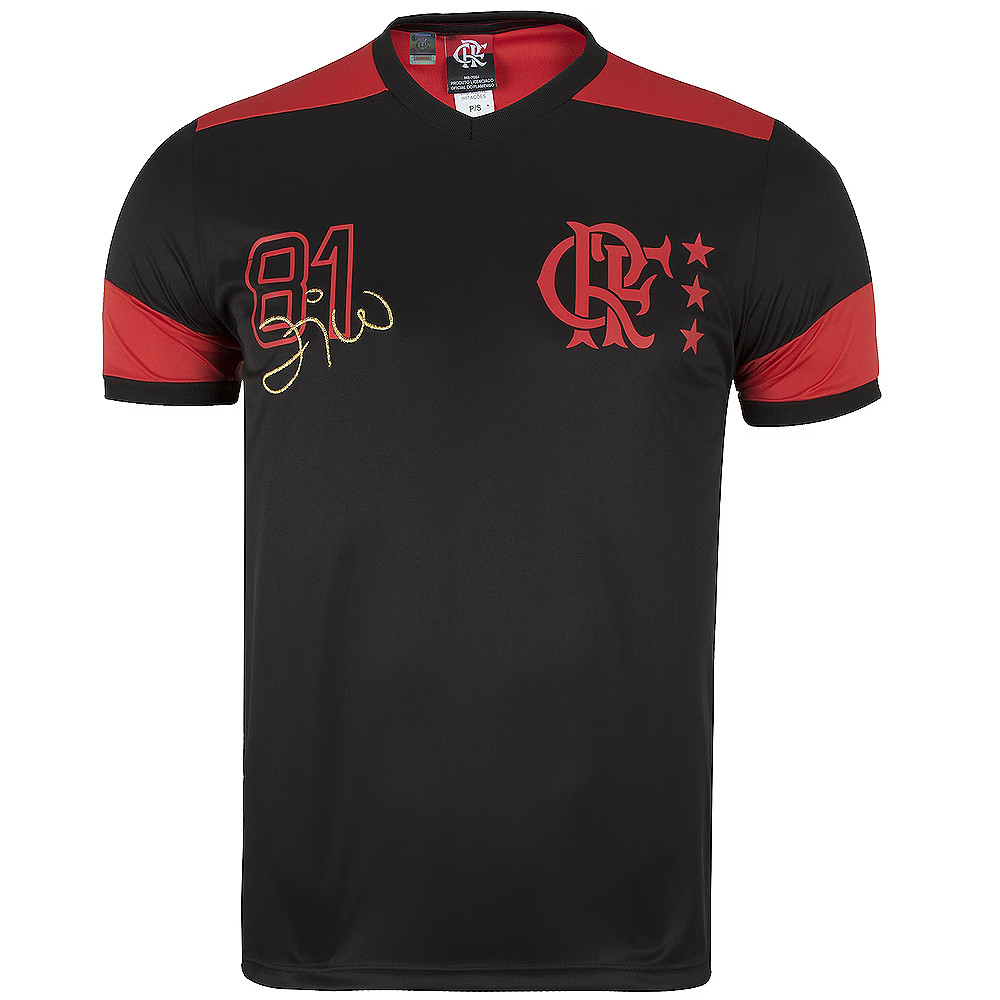 Camisa Flamengo Retrô Zico 1981 Dry Preta Infantil Oficial