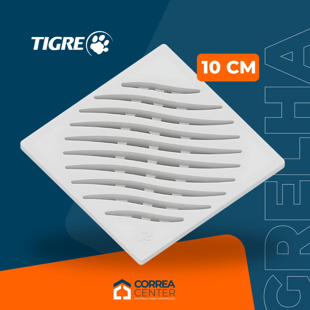 Ralo Tampa Grelha PVC Quadrado Branco Tigre Ecológica Para Porta Grelha 10cm 100mm