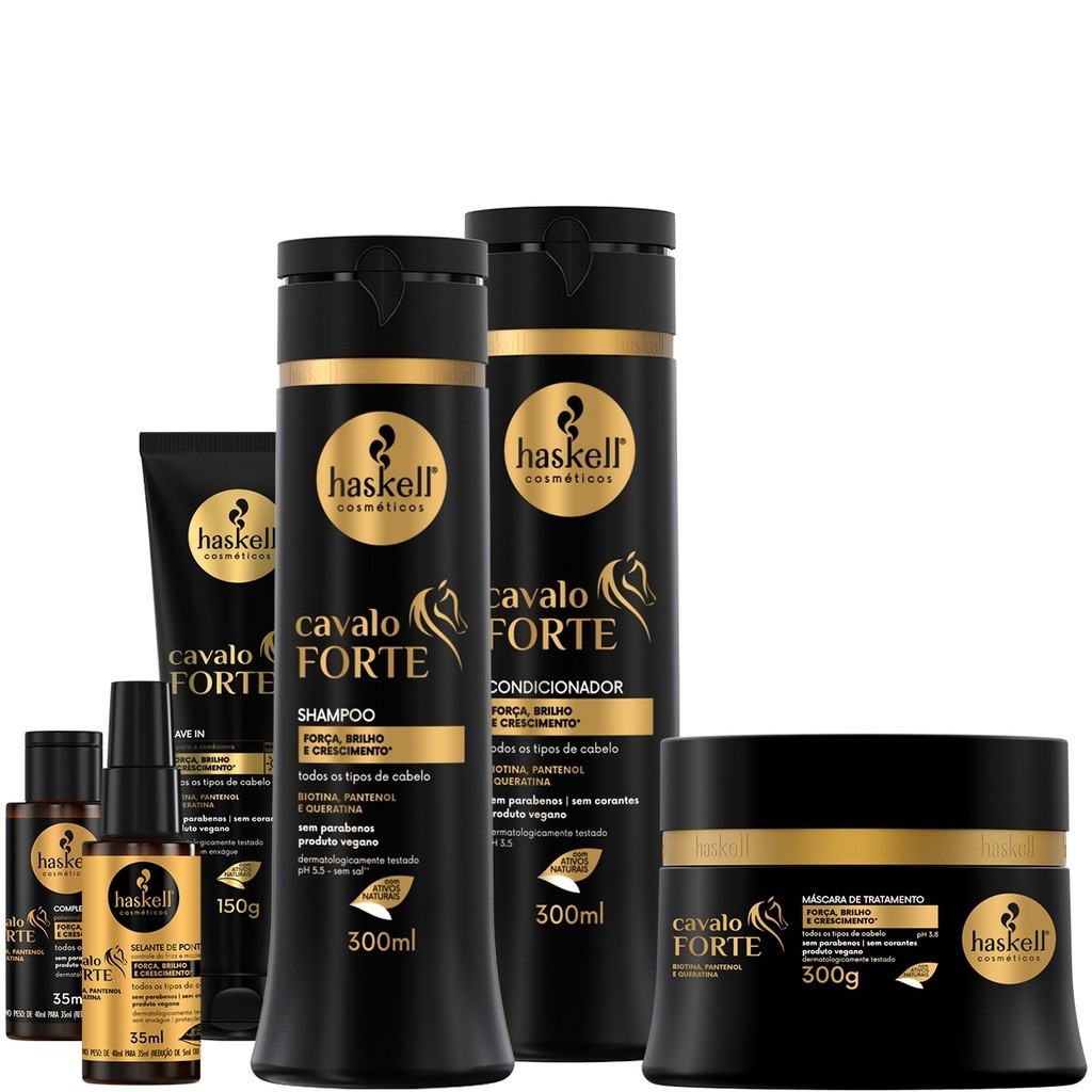 Kit Haskell Cavalo Forte Shampoo Cond Masc 300g Leavin Complexo Selante em Oferta na Shopee
