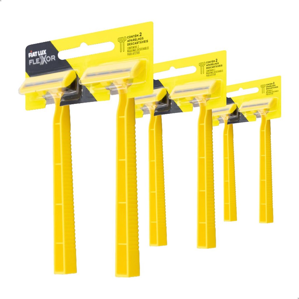 Kit Aparelhos de Barbear Barbeador Descartavel Com 2 Laminas Com 24 Unidades Fiat Lux Flexor Cabo Resistente