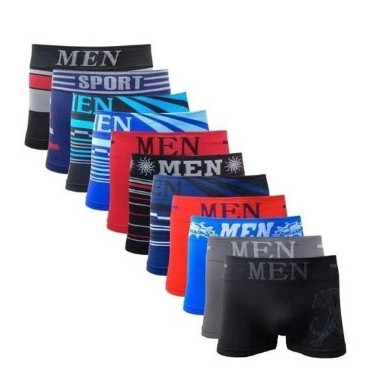 Kit 12/9/6/3 Cueca Box Boxer Adulto Masculino 10% Microfibra e Elastano Adulto Premium Sem Costura