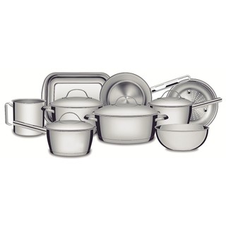 Jogo De Panelas Allegra Aço Inox Com Fundo Triplo 9 Peças Tramontina