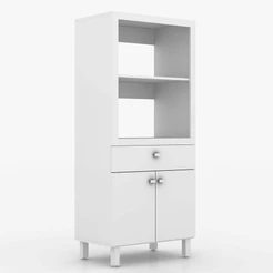 Balcão Para Forno e Microondas 2 Portas 1 Gaveta Branco