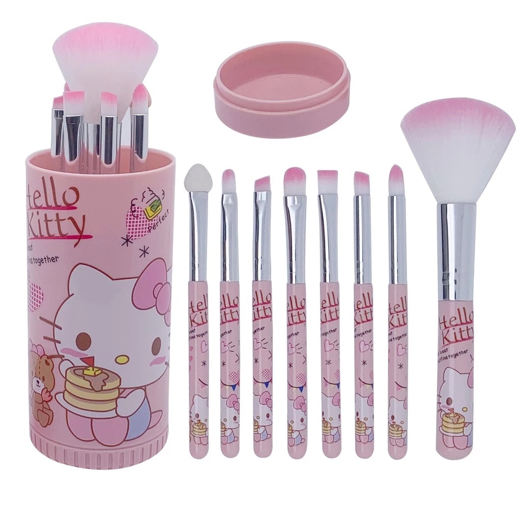 Conjunto De Pincéis De Maquiagem Hello Kitty , Cosméticos Rosa , Incluindo Pincel De Base E Lábios , Design De Personagem De Desenho Animado , Caixa De Presente , Adequado Para Entusiastas Fãs De Gatinhos — imagem 1