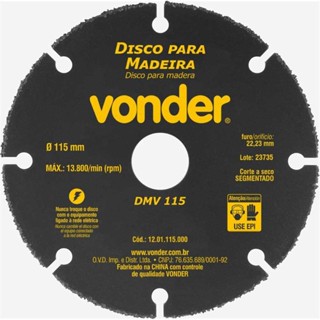 Disco De Corte Tungstênio 115mm Segmentado Para Madeira DMV115 Vonder em Oferta na Shopee