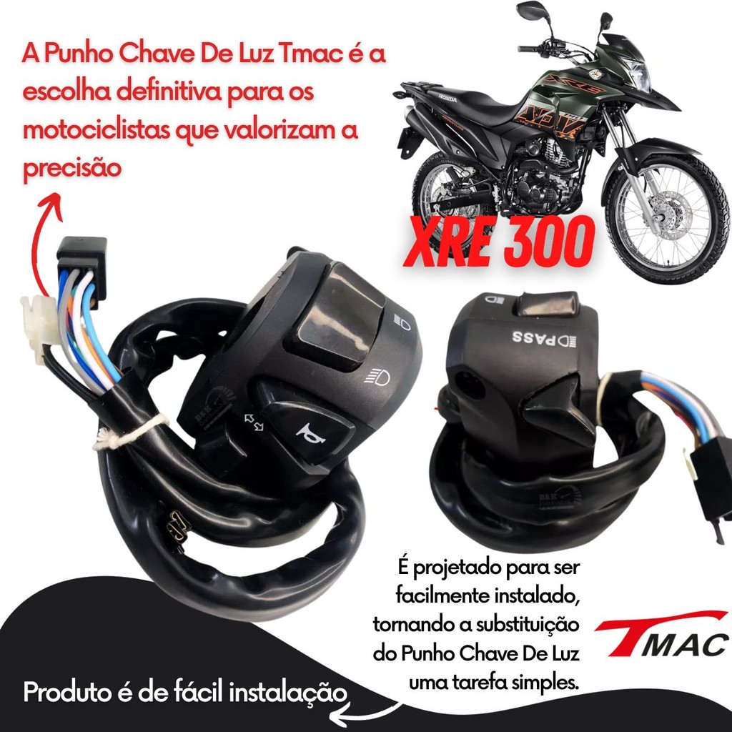 Punho Chave De Luz Seta Xre 300 2019 Em Diante Buzina Pisca — imagem 2 de 2