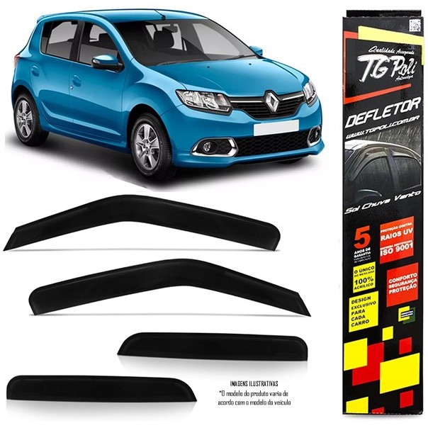 Calha Chuva Defletor TG Poli Renault Sandero 2015 2016 2017 2018 2019 2020 - 4 Portas