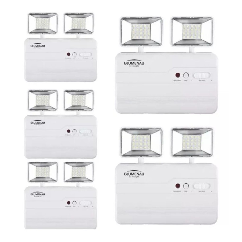 Kit 5 Luminária de Emergência LED Blumenau Iluminação 2 Faróis 2200 Lúmens Bivolt em Oferta na Shopee