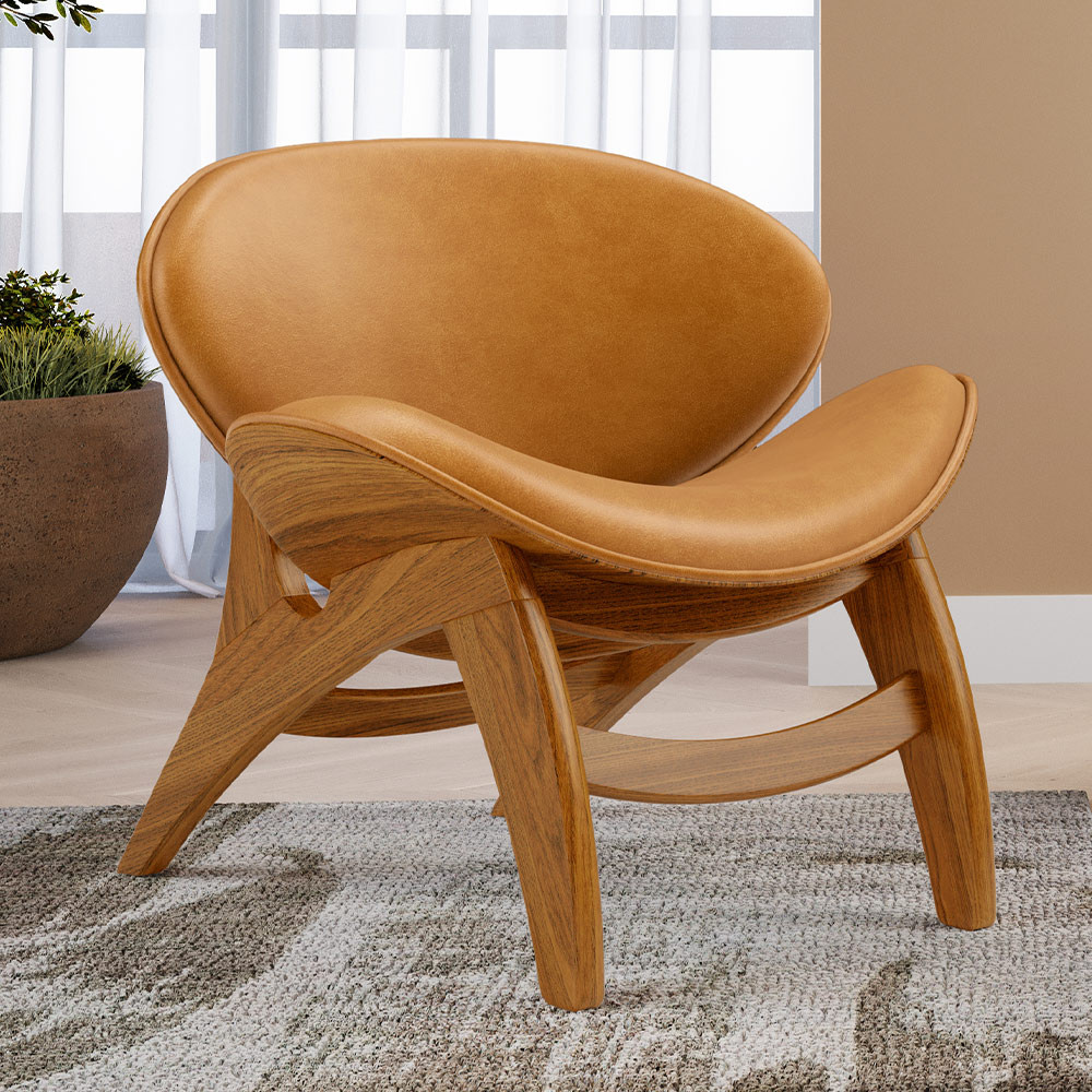 Poltrona Decorativa Orgânica Sala Living Kadosh L02 Couríssimo Whisky - Lyam Decor em Oferta na Shopee