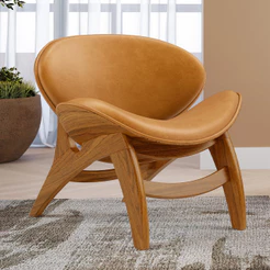 Poltrona Decorativa Orgânica Sala Living Kadosh L02 Couríssimo Whisky - Lyam Decor