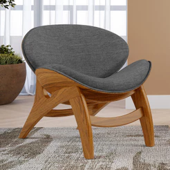 Poltrona Decorativa Orgânica Sala Living Kadosh L02 Linho Cinza Escuro - Lyam Decor