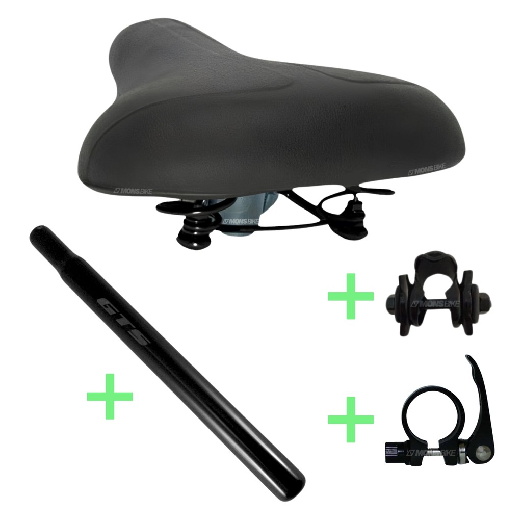 Selim Bike Banco Molas + Canote 27,2 Bicicleta + Abraçadeira