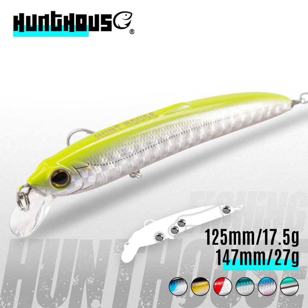 Hunthouse Saruna Minnow Isca De Pesca 90 & 125 147mm 8 17.5 27g Jerkbait Duro Para Seabass Artificial Jerk Iscas