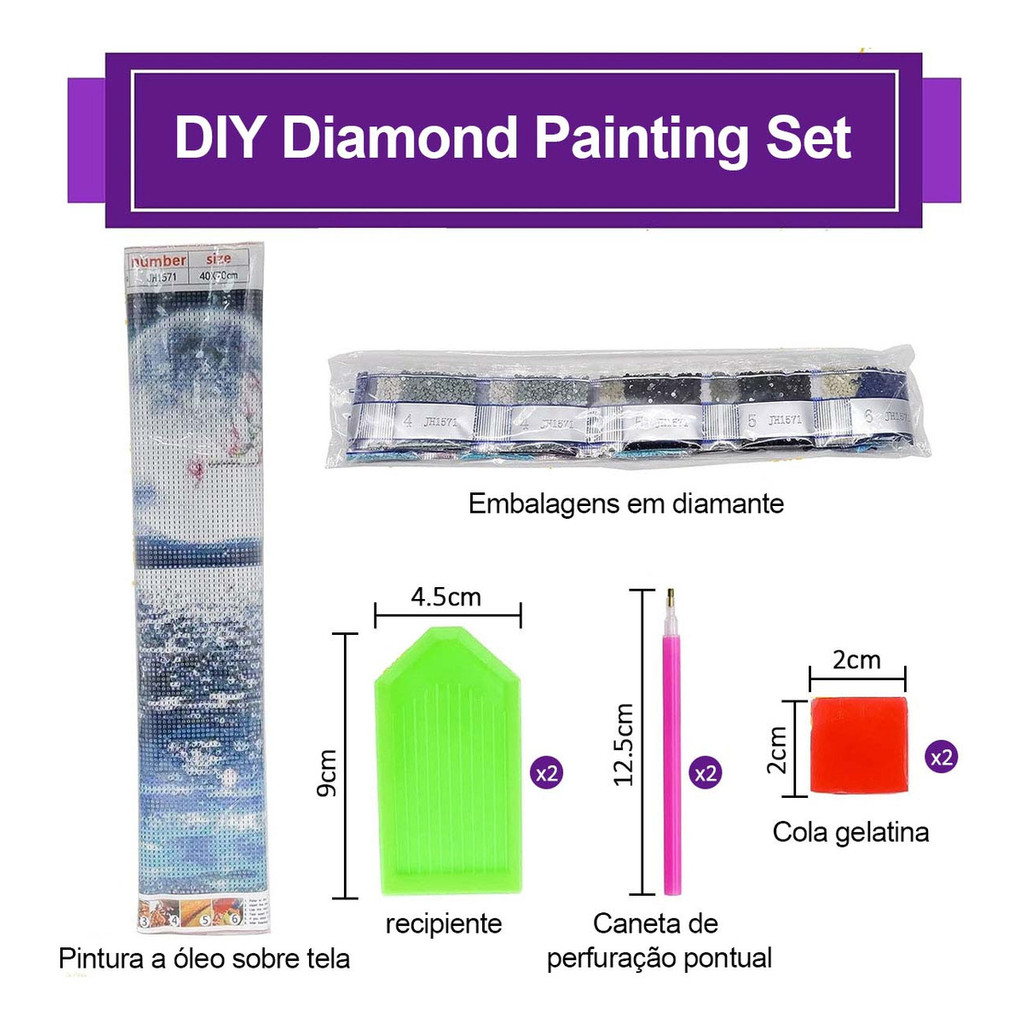 Kit Pintura De Diamante 5d Diy redondo 70x40cm Lago Luar