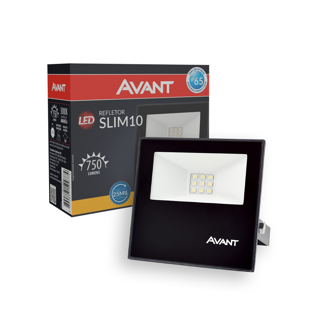 Refletor Led Slim 10w 750lm 3000k Bivolt Ip65 Avant em Oferta na Shopee