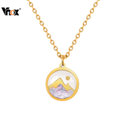 Pingente De Ouro Redondo De Semente De Mostarda De Montanha Vnox Shell , 18k , Corrente Cruzada Plana De Aço Inoxidável , Colar De Desejos Para Mulheres , Meninas , Presente De Joia De Fé Cristã