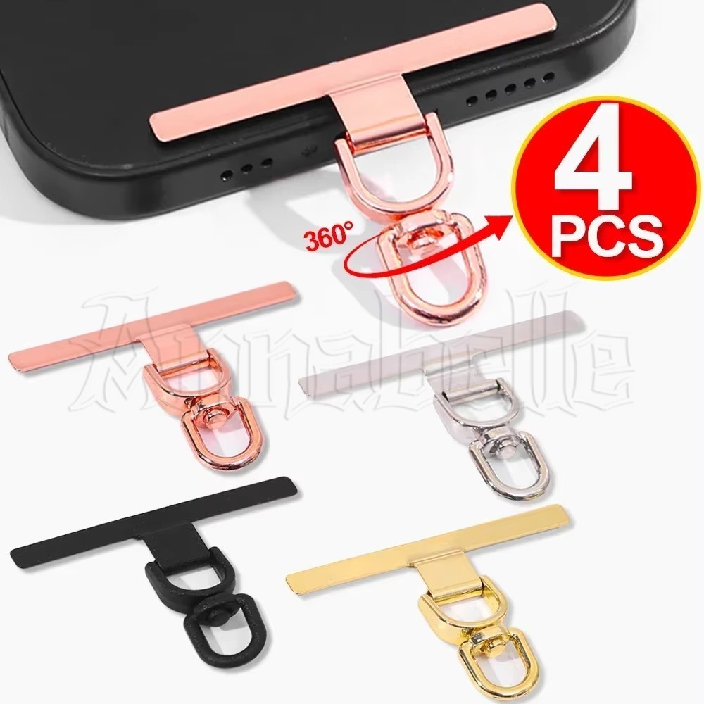 Remendo De Amarração De Telefone De Aço Inoxidável De 1-4 Unidades-Ultrafino 360 ° Junta De Metal Giratória Para-Peça De Conexão De Alça De Clipe De Cabo De Suspensão-Substituição Cordão Anti-Perda