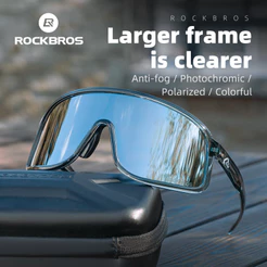 ROCKBROS Óculos De Sol Para Ciclismo Antiembaçante HD Lente Grande Bicicleta Proteção UV Polarizados Fotocromáticos