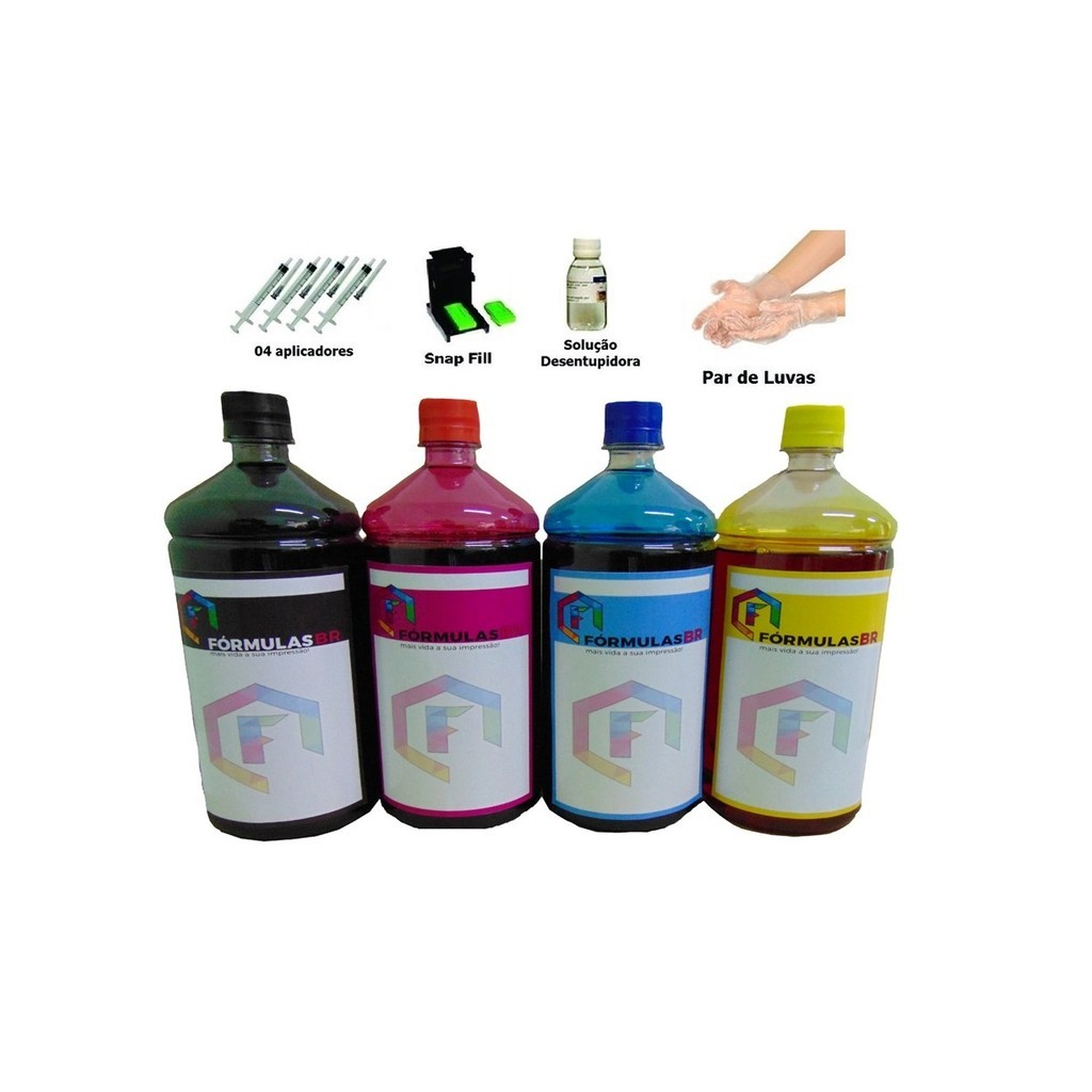 Kit Recarga Cartucho HP 664 500ML All-in-One Deskjet Ink Advantage 3836 Completo Snap Fill Facil Uso