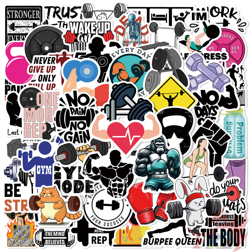 ❉ Arte De Ginástica . Adesivos Engraçados Da Série 02 De Fitness 50 Unidades/Conjunto De Doodle De Decalques DIY À Prova