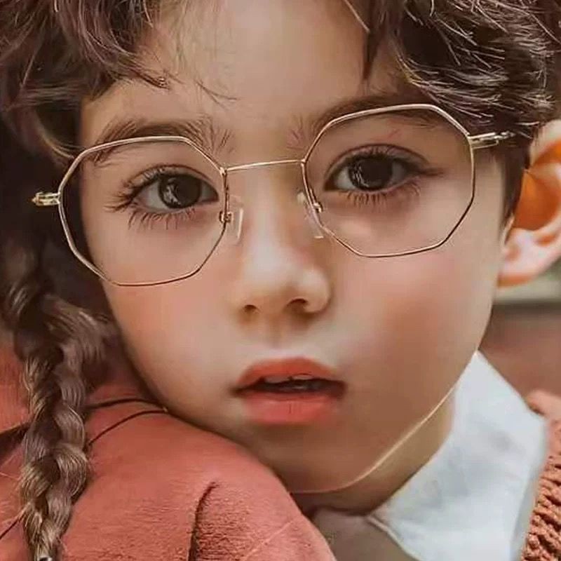 Novo espelho plano infantil para proteger os olhos, óculos anti-luz azul, meninos e meninas armação de óculos, ondas de