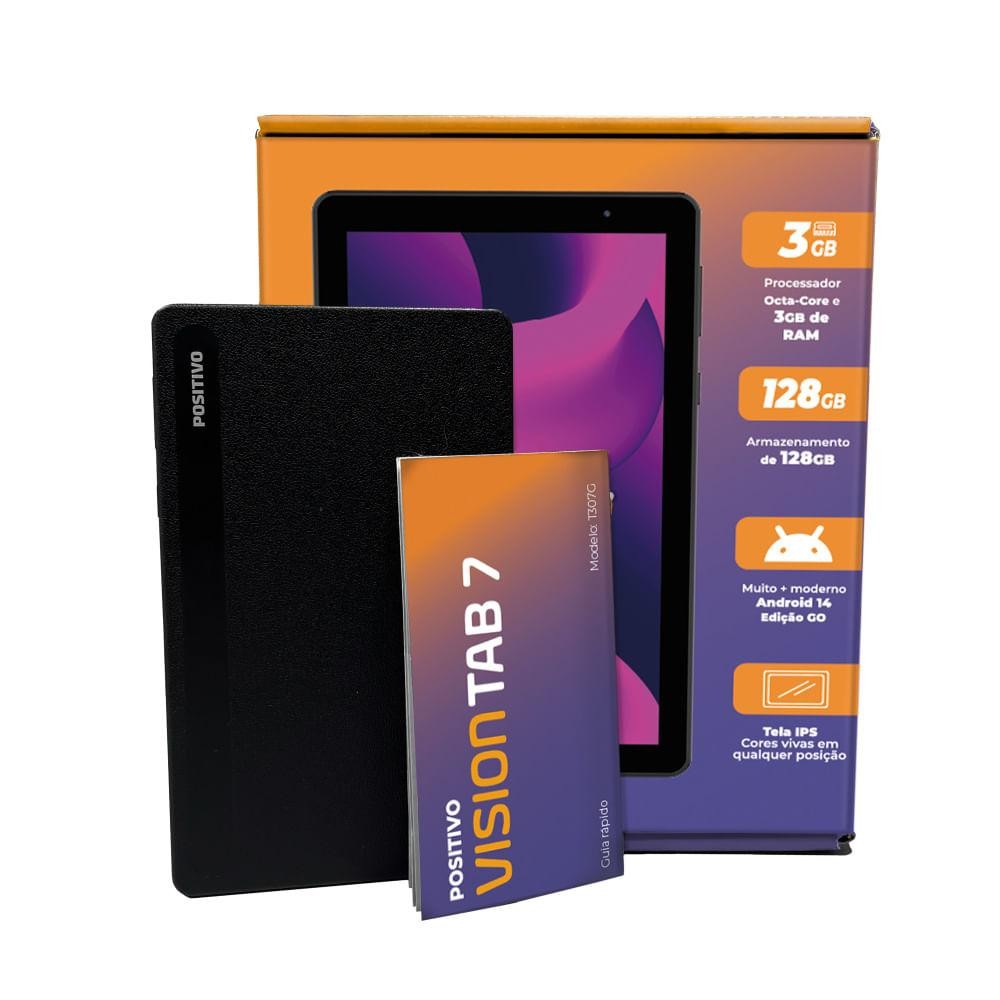 Tablet Positivo Vision TAB 7 3GB RAM 64GB Octa-Core Android 14 Go Wi-Fi - Tela 7” IPS – 3100mAh em Oferta na Shopee