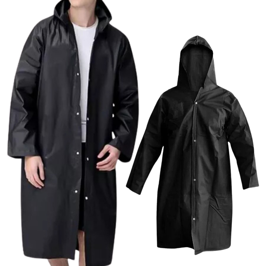 Capa De Chuva Preta Impermeável Pvc Forrado Com Capuz Epi em Oferta na Shopee