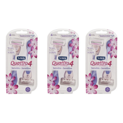 06 Aparelho Schick Quattro For Women Sensitive Descartável
