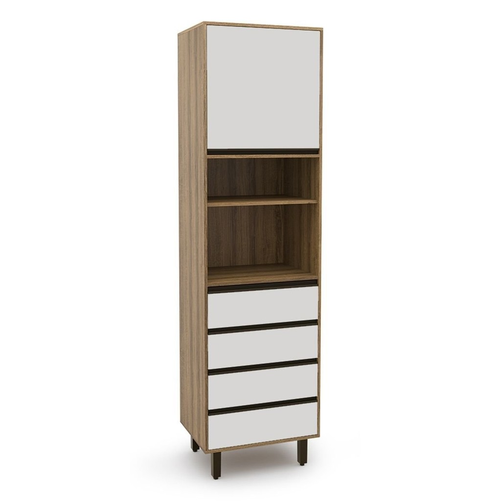 Armário Paneleiro 1 Porta 4 Gavetas Confort Cinamomo/Off White - Home & Living