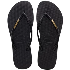 Chinelo Havaianas Slim Logo Metallic Preto/Dourado