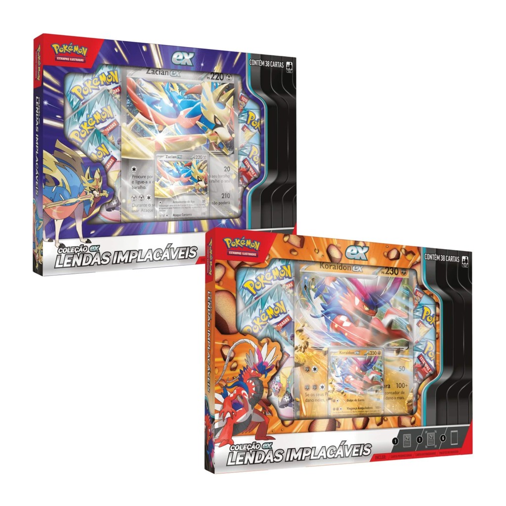 Pokemon 2x Box Coleção EX Lendas Implacáveis - Zacian e Koraidon Copag - 35239
