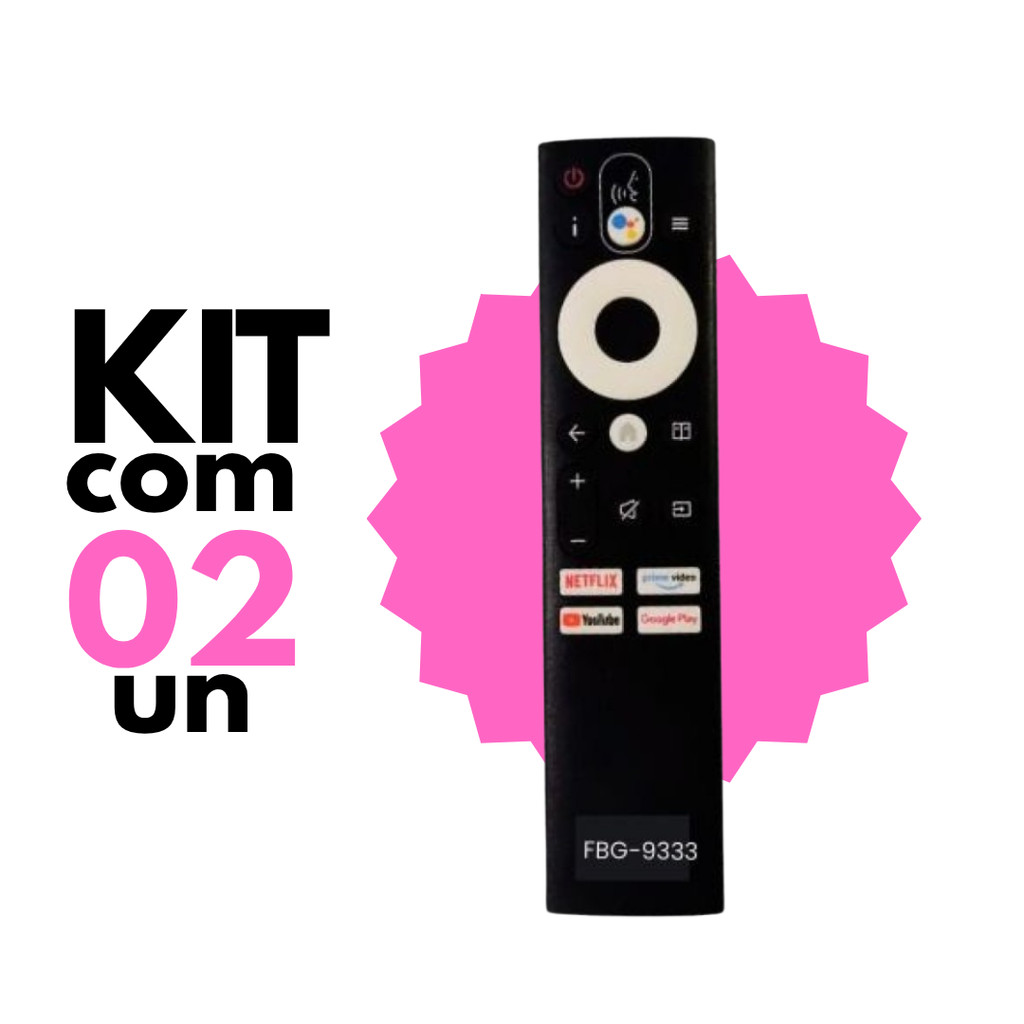 Kit 2 Controles Remoto Smart TV Aiwa AWS-55-BL01-A – Atalhos Netflix/YouTube, Sem Comando…