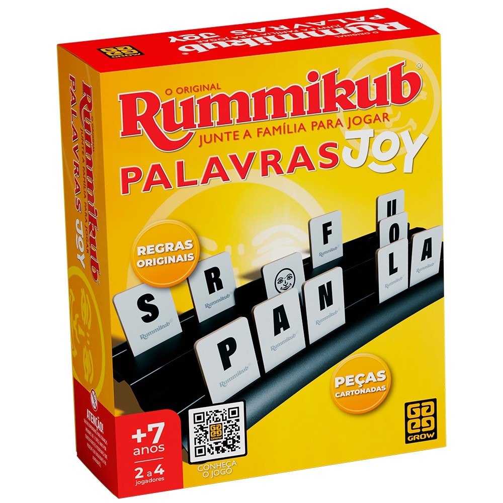 JOGO RUMMIKUB JOY PALAVRAS GROW BRINQUEDO DE MESA FAMÍLIA DIVERSÃO ESTRATÉGIA DESAFIO GAME TABULEIRO em Oferta na Shopee