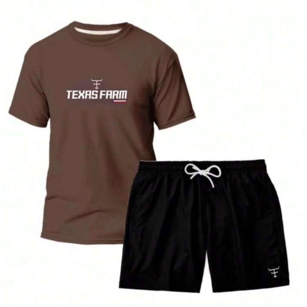 Kit Camiseta Algodão Masculina Short Tactel Elastano Texas Country Moda Casual Conforto Estilo Agro